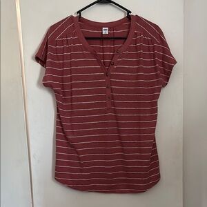 Coral Ribbed Short Sleeve Tee